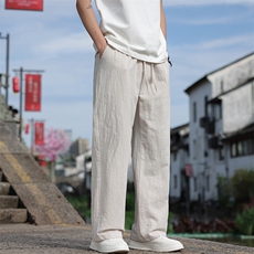 2025夏季新款亚麻透气休闲裤男士风休闲百搭直筒裤2412-P55，男装休闲裤，电商A008