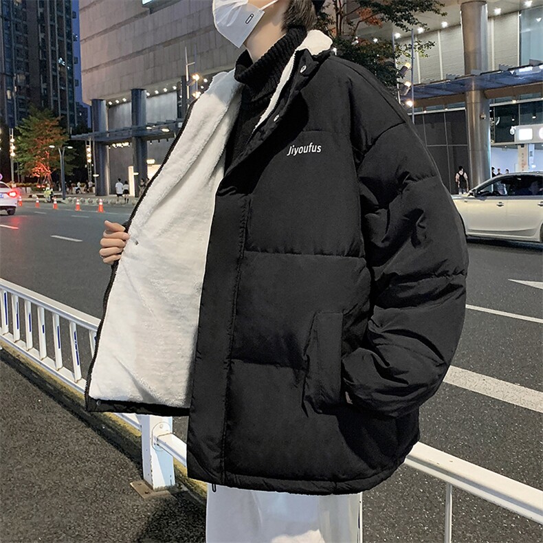 新款四色加绒加厚羊羔毛棉衣男年棉服学生面包服外套W2147-P78,男装棉衣,星座512-2