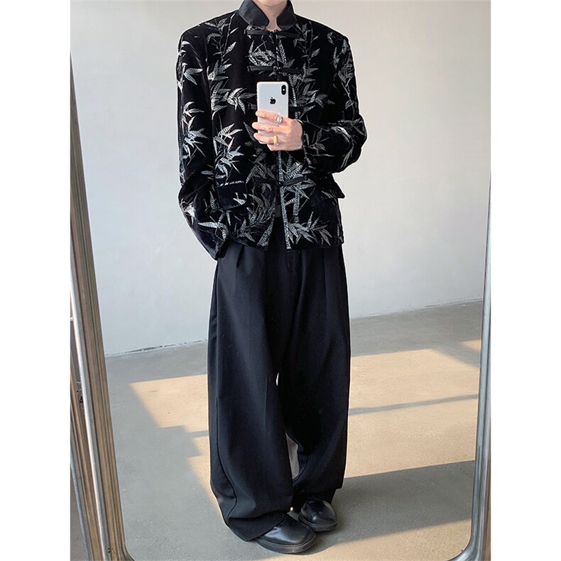 现货！25刺绣竹叶男士新中式盘扣高品质西装xz86-p178,男装西服,电商B288