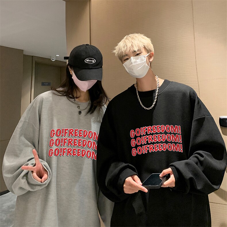 华夫格卫衣圆领卫衣男大码长袖t恤男外套HW76338-P30加绒款-P40,男装卫衣,电商A040