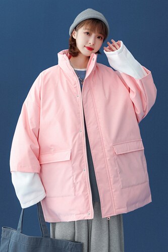 @中性风大码棉衣冬季假两件面包服立领宽松A125-Y271-P120女类,男装棉衣,电商A125