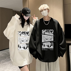 华夫格卫衣圆领卫衣男大码长袖t恤男外套HW76176-P30加绒款-P40，男装卫衣，电商A040