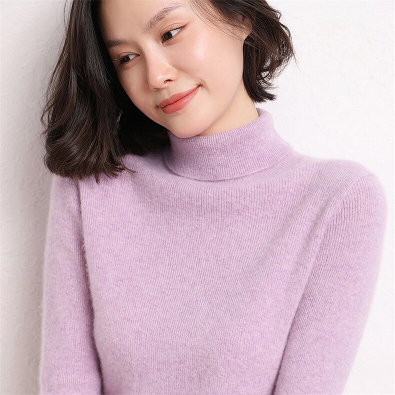 羊绒打底衫女秋冬内搭高领套头保暖长袖针织毛衣,女装羊绒衫,五色羊羊绒