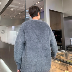 美式复古开衫毛衣新款秋冬季刺绣休闲慵懒风V领针织衫外套，男装针织衫/毛衣，星座410-7