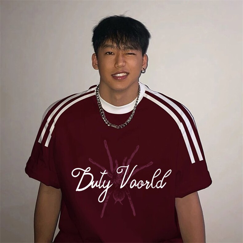 夏季美式高街重磅纯棉三条杠织带撞色男女短袖T恤ZD393-特P30,男装T恤,电商A486
