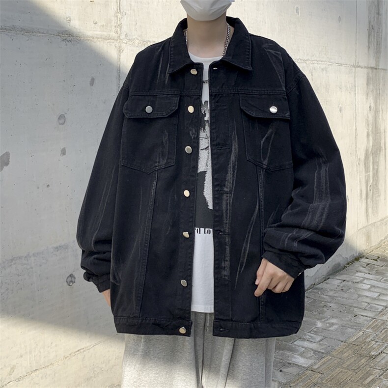 W2967-P63 春秋季薄款ins潮流扎染牛仔衣美式hiphop外套夹克男图片