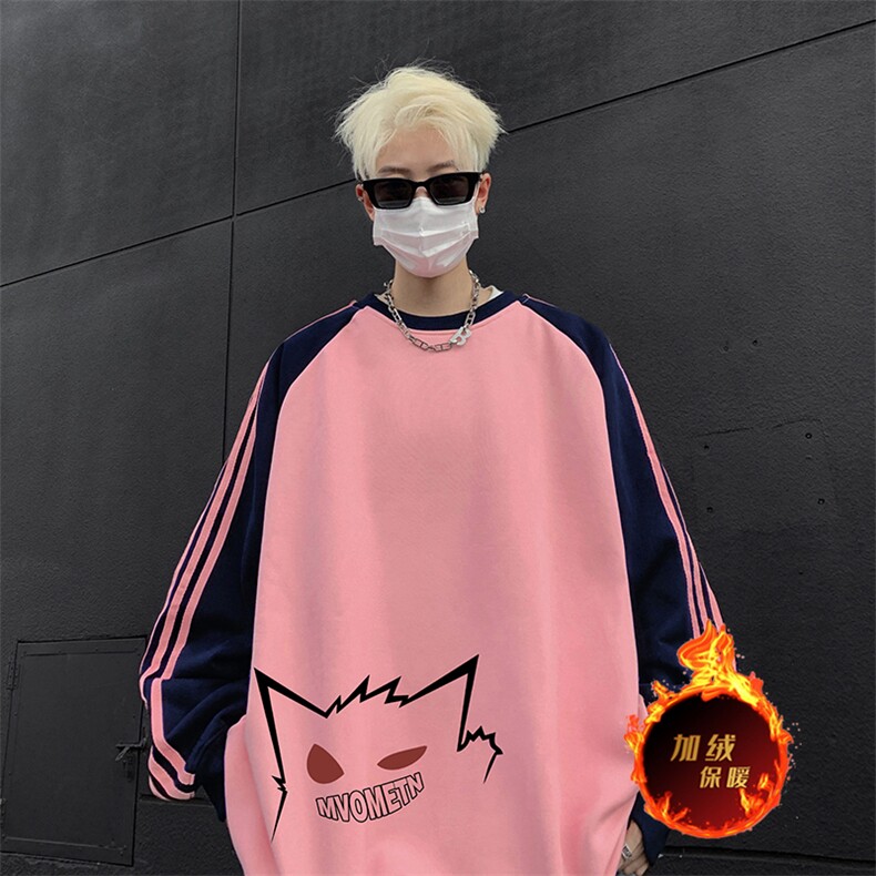 抖音得物供货提供视频秋冬重磅美式宽松织带圆领卫衣07157,男装卫衣,电商A486