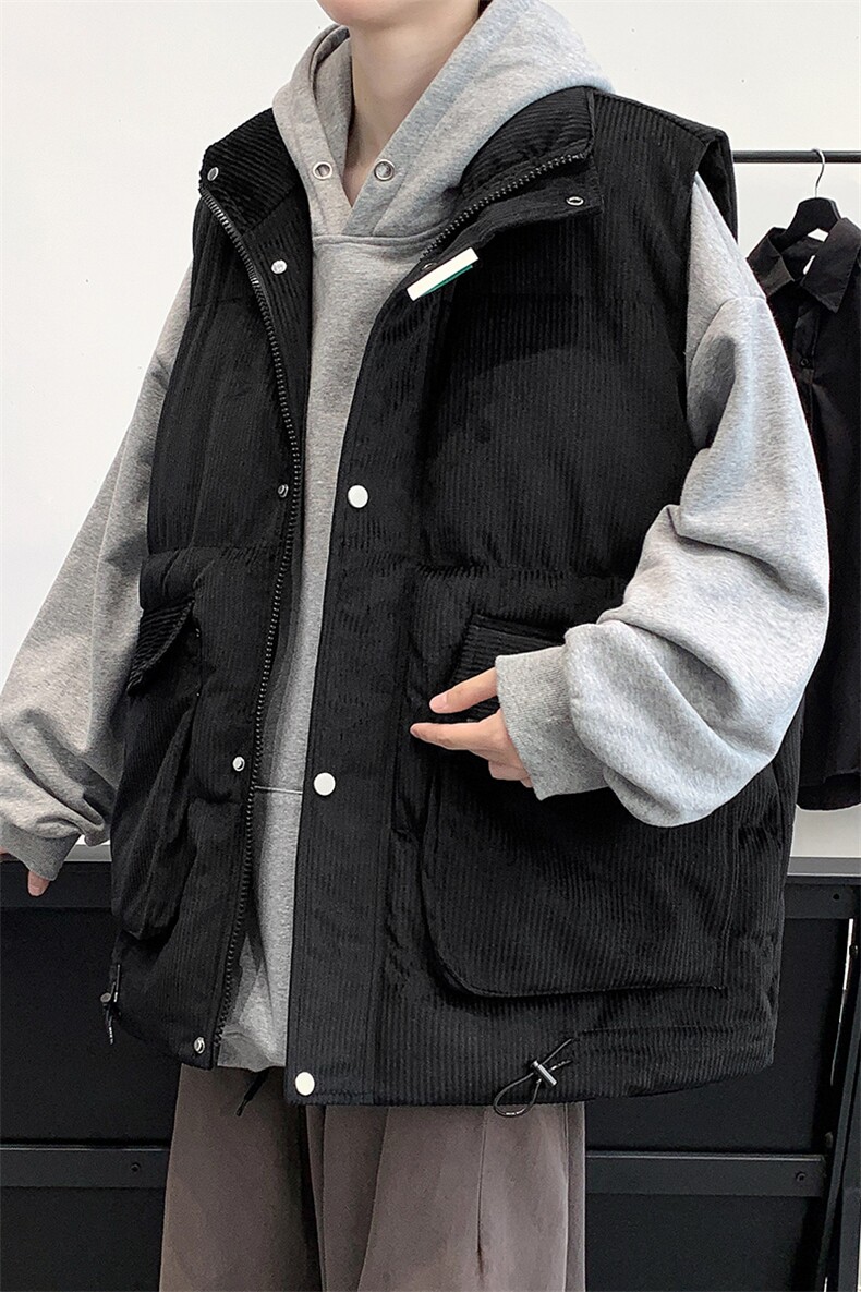 冬款加棉加厚背心棉服港风纯色立领马甲外套男士8156-P95控价118,男装背心/马甲,电商A441-1