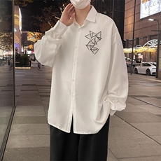 F174-P32港风ins潮牌休闲衬衫2024春季新款宽松百搭衬衣男现货，男装衬衫，星座512-6