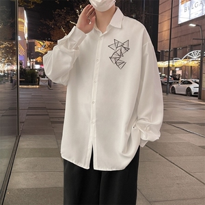 F174-P32 港风ins潮牌休闲衬衫2024春季新款宽松百搭衬衣男现货图片