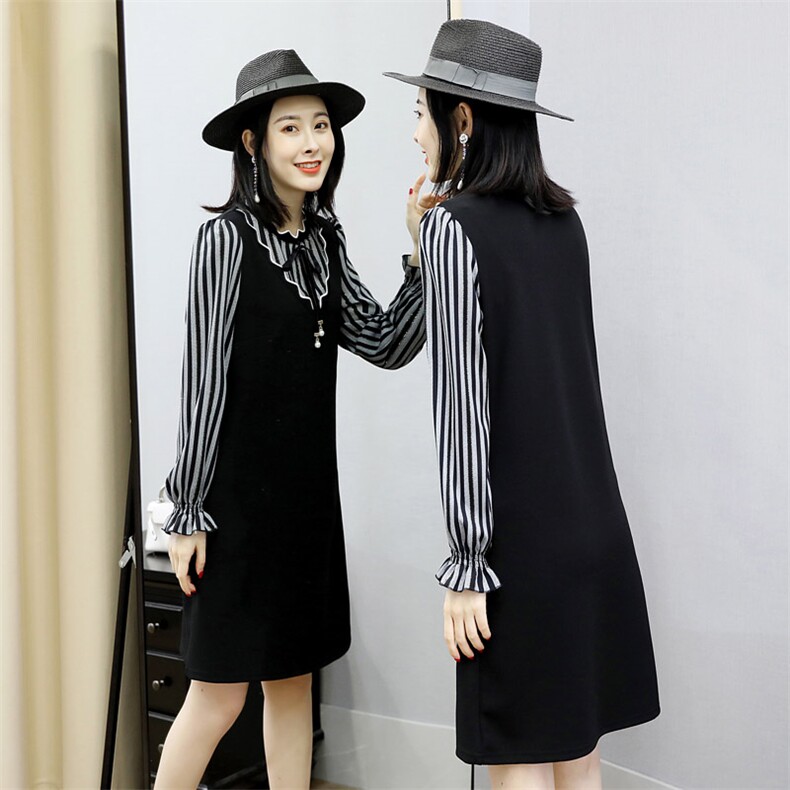 优雅气质舒适连衣裙时尚长袖中长款2021年春季百搭,女装连衣裙,安之芮娜