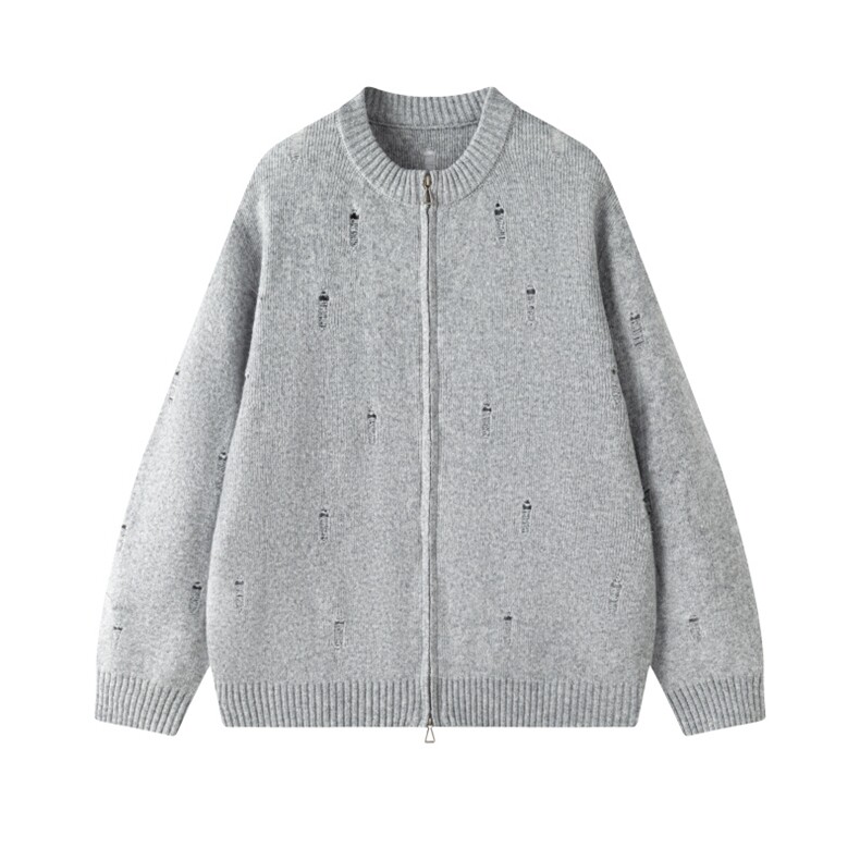 现货高品质可供得物双头拉链破洞针织开衫毛衣310A-2MYY5031P88,男装针织衫/毛衣,星座310A-2