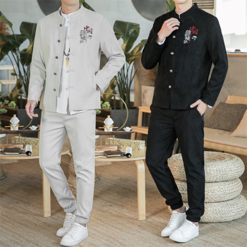 秋冬季风中山装秋装27套装男士唐装两件套A334-TZ707-P105，男装民族服装，电商B339(原A334）