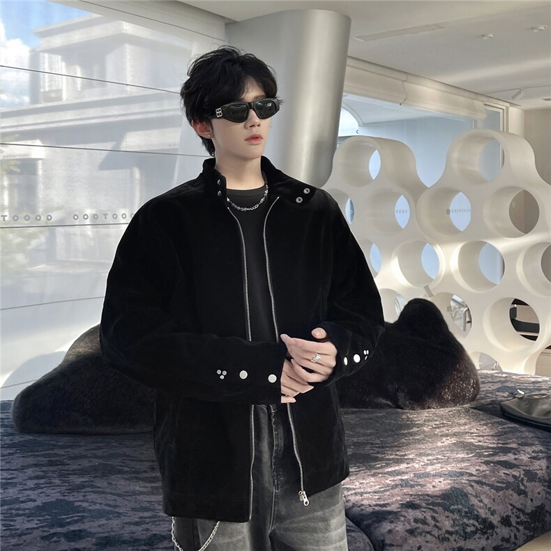 现货TP70W360新款摩登年代复古麂皮绒杨幂同款哈灵顿夹克外套,男装夹克,电商A170