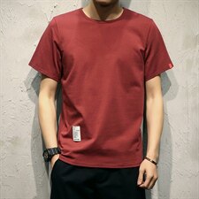 2021夏季新日系灰墙港风纯色休闲莱卡修身短袖T恤T01-特P20，男装T恤，电商A001