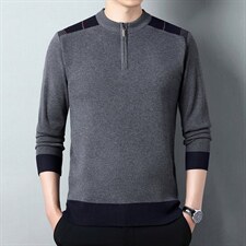 2023秋季新款中年男士半高链上衣中年圆领套头内搭针织毛衣打底衫，男装针织衫/毛衣，电商B212（原钱塘6029）
