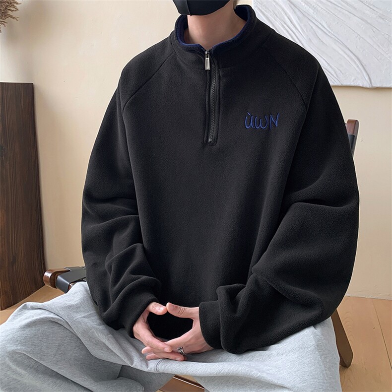 刺绣摇粒绒卫衣D5237-TP50控价68冬季加绒加厚宽松翻领套头外套,男装卫衣,电商A102-1