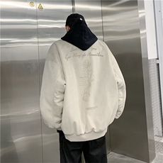 重磅麂皮绒棒球服外套男2025秋季美式潮牌高级宽松大码休闲夹克，男装夹克，星座506A