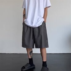 美式高街休闲后拉链西装短裤男夏季宽松直筒阔腿运动五分裤，男装休闲裤，星座716-2