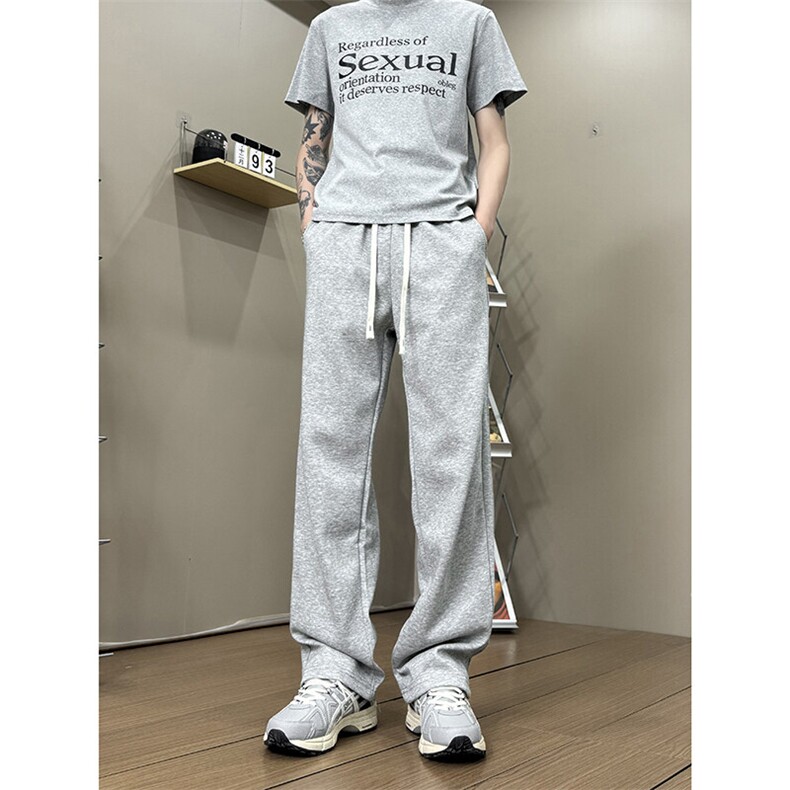 K10033-P35潮牌卫裤男2025新款百搭褶皱宽松直筒休闲长裤,男装休闲裤,电商A178