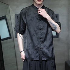风夏季新款五分袖提花竹叶提花休闲大码A021-CS9898-P65-控88，男装T恤，电商A021