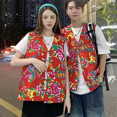 MJ02情侣东北大花盘扣风马甲外套团队服喜庆婚礼男女背心坎肩，男装背心/马甲，星座115A(原星座507）