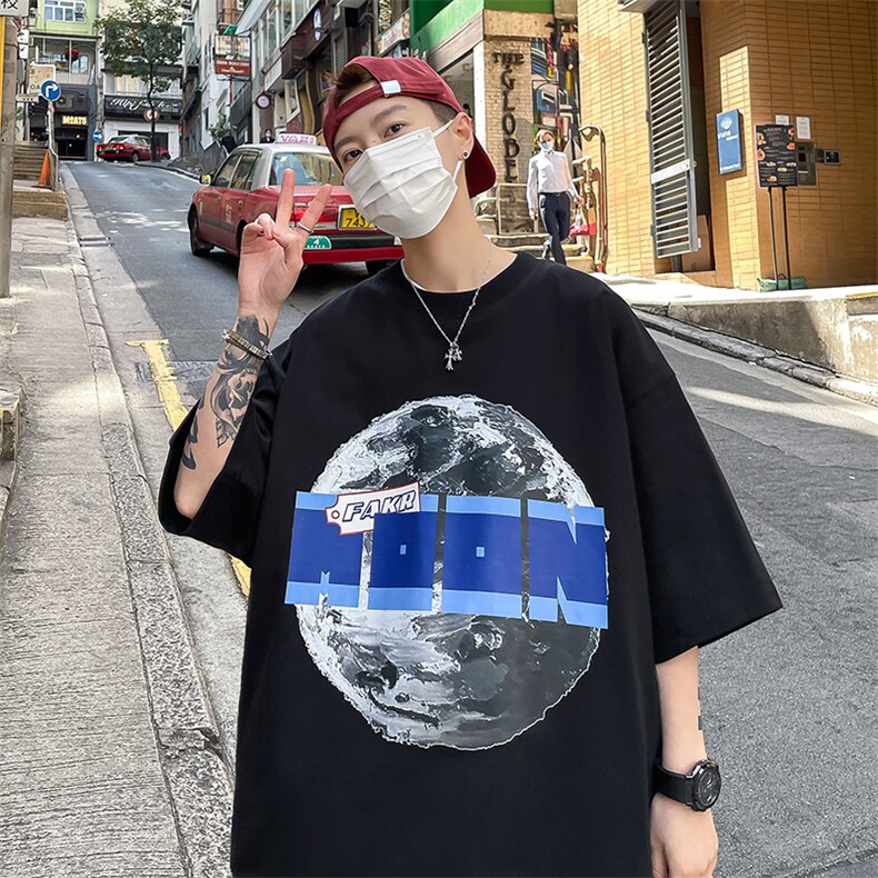 港风 夏季短袖t恤男 星球印花体恤 B239-T1001-P25图片