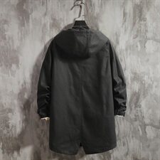 2021春秋季新款日系水泥墙男大码中长燕尾连帽夹克外套J983-P75，男装夹克，电商A001