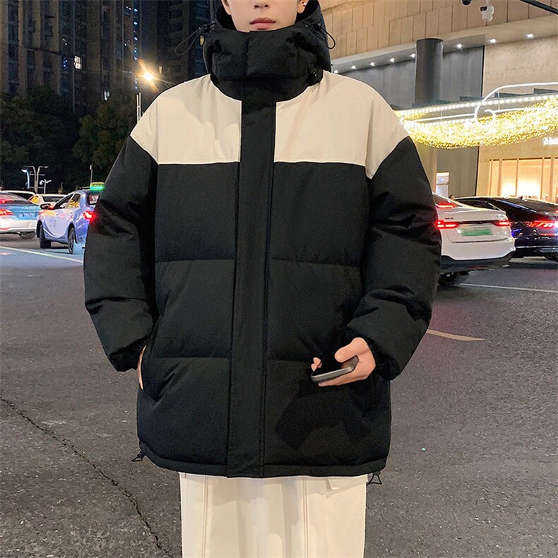 现货抖音得物品质拼接撞色三防加厚棉衣外套冬季连帽棉服MY66666,男装棉衣,电商A486
