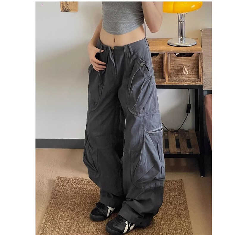 美式复古高级感阔腿工装裤男女秋装新款宽松直筒裤LXK8101-p83,男装工装外套,星座1008