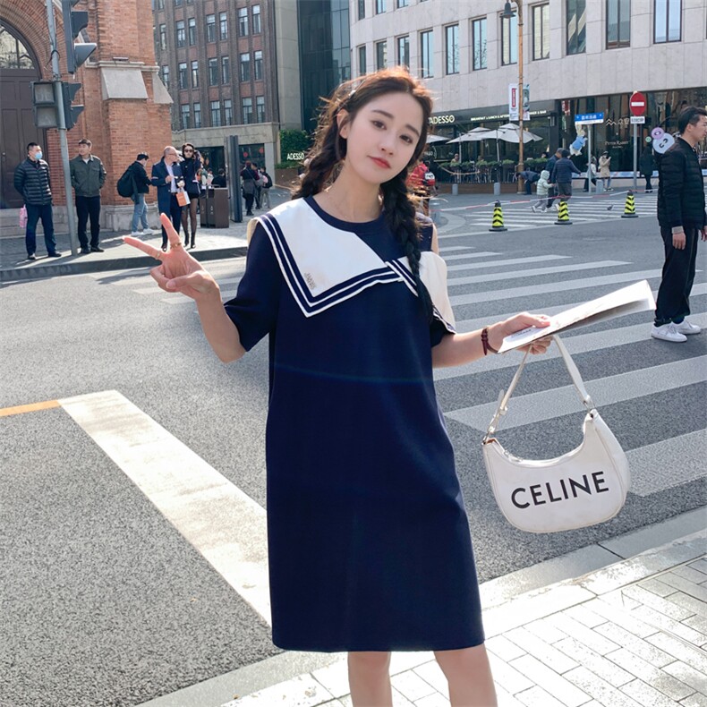 【香】韩系气质百搭直筒短袖连衣裙2025春季商场专柜七号铺女装,商品下架区,帛香坊