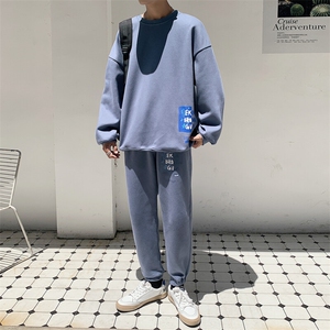 1秋季港风休闲流行大码M-5XL情侣青春套头卫衣套装7268P70控98图片