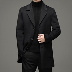秋冬季时尚双面呢羊毛呢大衣男休闲便服中年外套ZL933526-P335，男装毛呢大衣，电商B212（原钱塘6029）