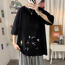 YT26129-P30亚麻短袖t恤男大码五分袖男宽松七分袖海报风,男装T恤,电商A040