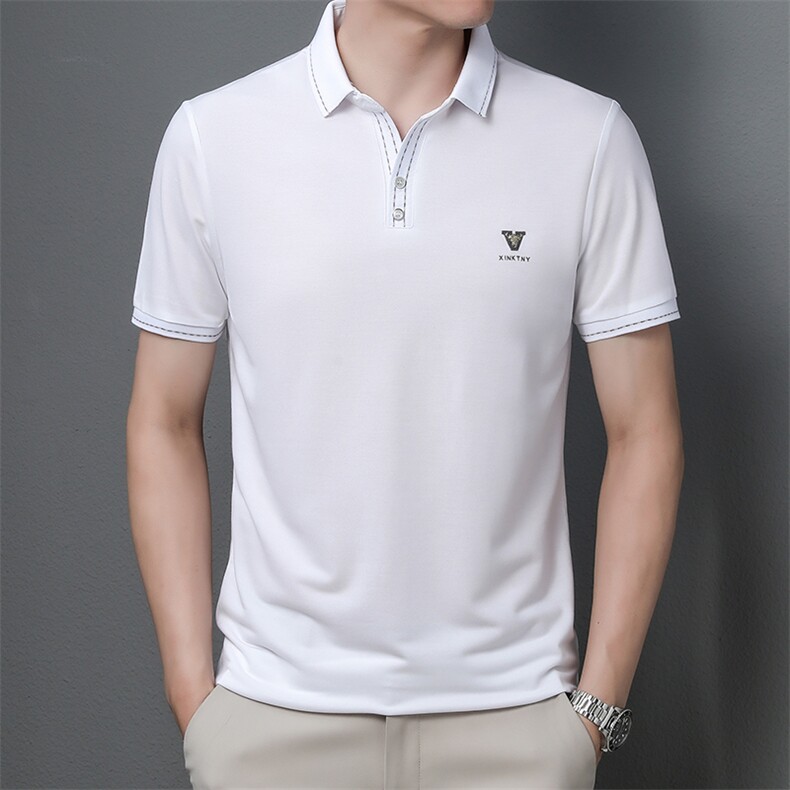 男士2022休闲商务短袖POLO衫纯色翻领中年爸爸装上衣ZL1236-P55图片