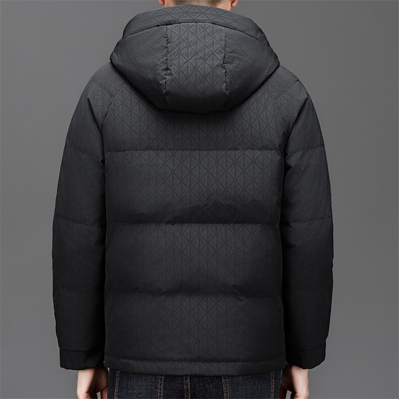 冬季白鸭绒加厚羽绒服短款暗纹压花休闲保暖防寒面包服外套面男装,男装羽绒服,钱塘6003（原4033）