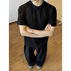 网图美式高街重磅正肩T恤设计短袖cleanfit半截袖男H1102特P20，男装T恤，电商A341
