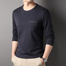 G2617男式2023年秋季新款T恤衫男长袖圆领青年休闲体恤P55，男装T恤，电商B360