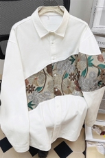 1港风平铺衬衣情侣大码M-5XL刺绣风长袖衬衫男CS9743P50控78，男装衬衫，星座226-2