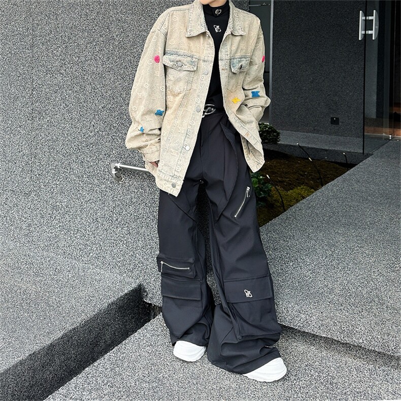 网红原创美式街头黄泥水洗做旧复古牛仔衣男女宽松潮牌夹克秋外套,男装夹克,星座505-2（原电商A260-1)
