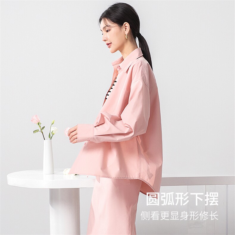 凉感新款经典翻领上衣显瘦宽松女衬衫免烫不易皱衬衣,女装衬衫,拓晨羊绒