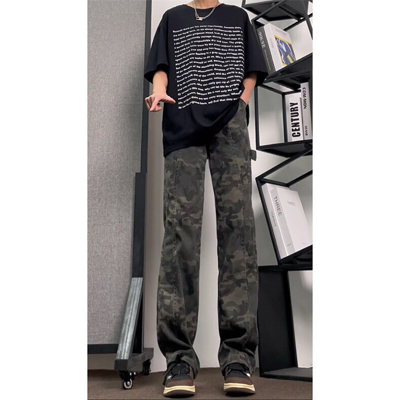 已出数据美式街头嘻哈重磅迷彩拼接工装牛仔裤,男装牛仔裤,星座310A-4