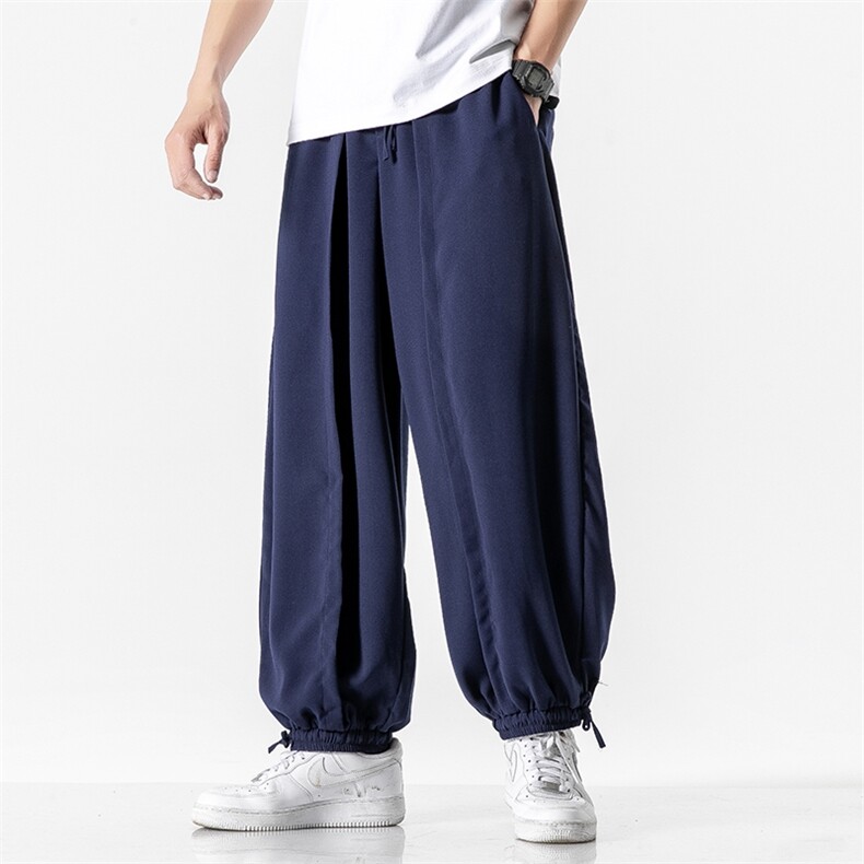 夏季乱麻大码灯笼休闲阔腿裤哈伦裤潮BF中性裤日系K87/P70,男装休闲裤,钱塘713