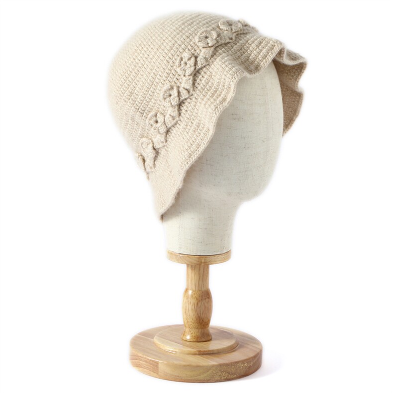 2025年秋季时尚百搭通勤简约休闲加厚钩花渔夫帽，帽子，众皇羊绒