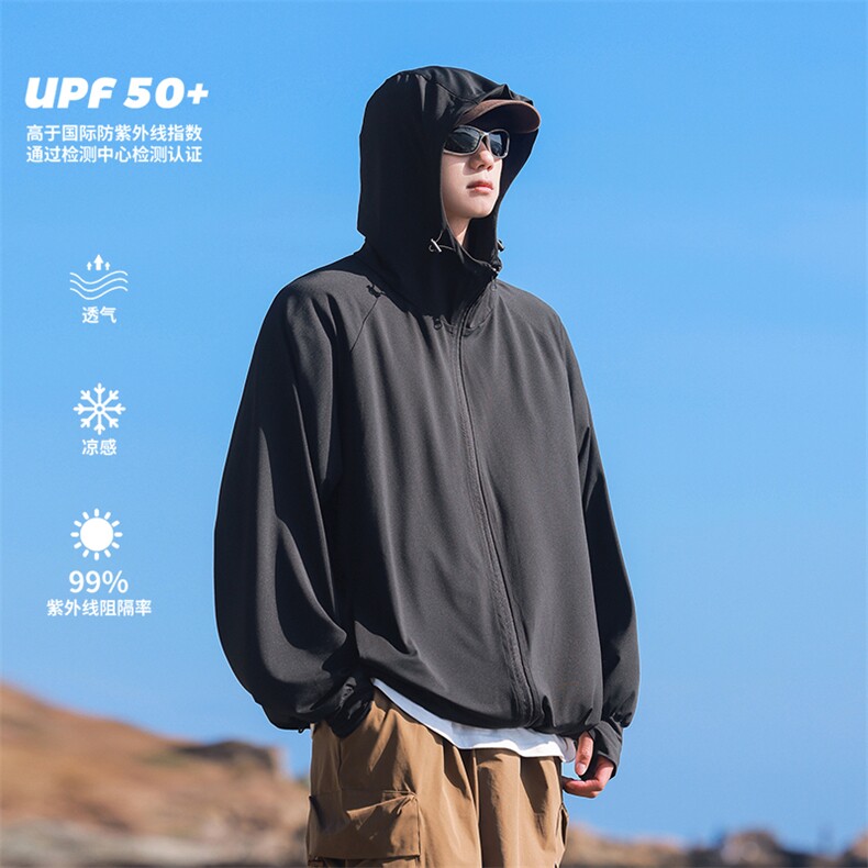 【UPF50+防晒服】X5459-TP35 控价68 男款连帽冰丝防晒衣图片