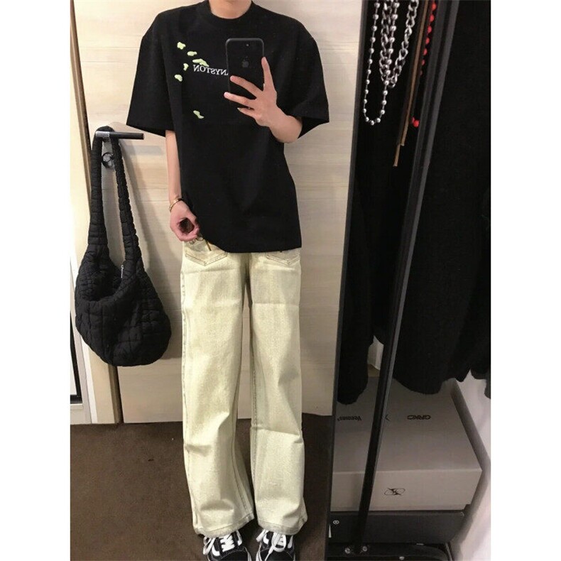 NK973LL-P56美式复古反穿牛仔裤宽松直筒水洗做旧裤子,男装牛仔裤,星座1007（原301D）