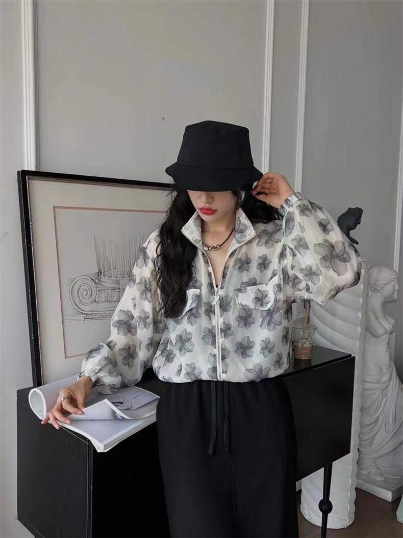 气质短款花防晒衣,女装其它,L·H·X