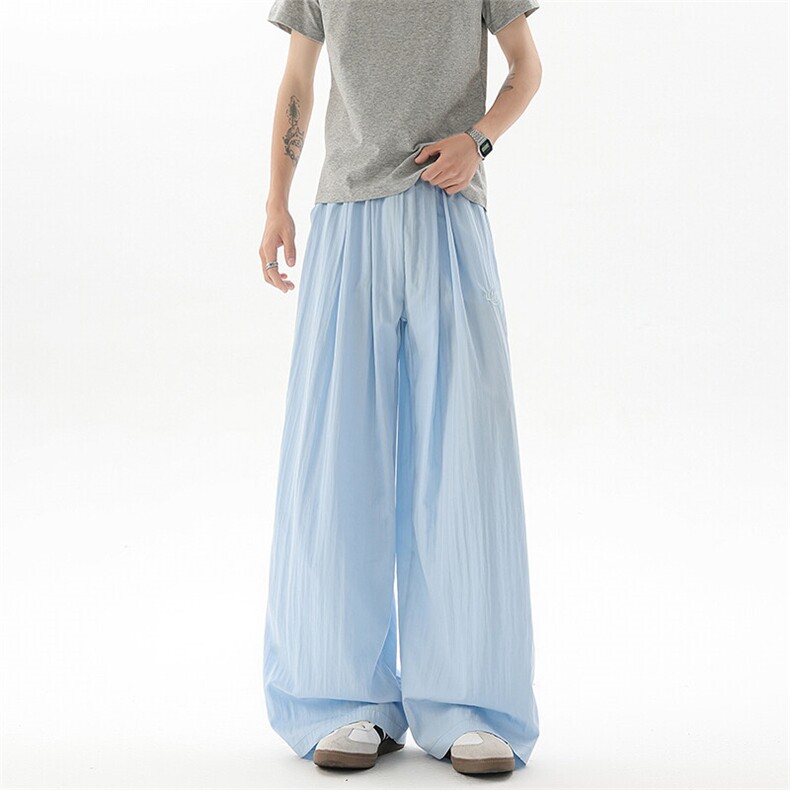 D206-18XL-M夏季美式薄款刺绣防晒山本裤男冰丝垂感阔腿裤PK9149，男装防晒衣，电商D206-1