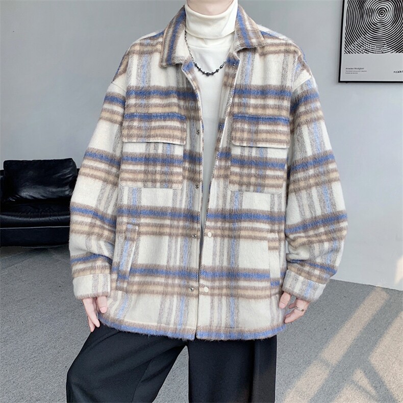 毛呢格子大衣男冬季复古潮牌韩系小众呢子夹克外套F1236特P90,男装夹克,星座309（原A406）