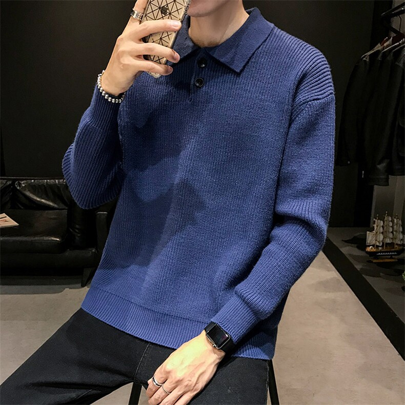 MY07衬衫领毛衣男厚款冬季加厚韩版潮流网红个性针织衫,男装针织衫/毛衣,电商D310（原电商305）